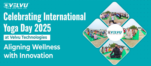 International Yoga Day 2025 celebration at Velvu Technologies promoting wellness and workplace well-being