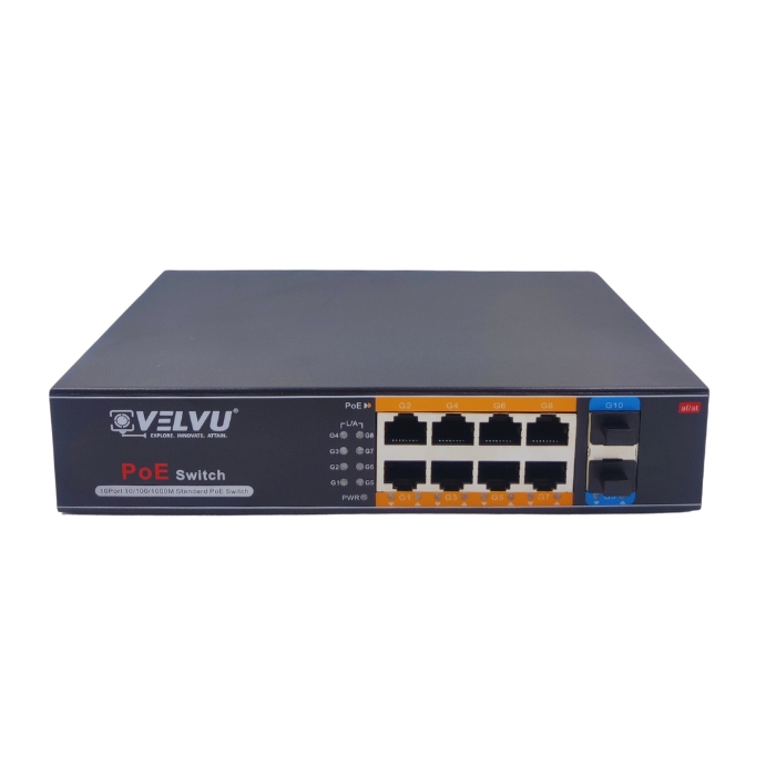 VELVU 8 PORT FULL GIGA POE SWITCH WITH 2 SFP ST-POE-5108-S2