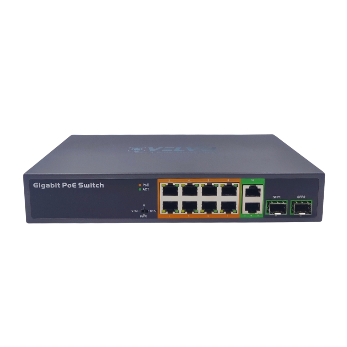 VELVU 8 PORT GIGA POE SWITCH WITH 2 UP-LINK AND 2 SFP ST-POE-5108-G2-S2