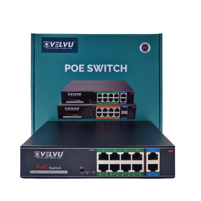 VELVU 8 PORT POE SWITCH WITH 2 GIGA UP-LINK ST-POE-3108-G2