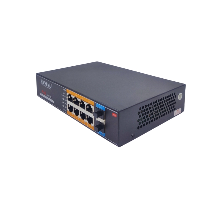 VELVU 8 PORT FULL GIGA POE SWITCH WITH 2 SFP ST-POE-5108-S2