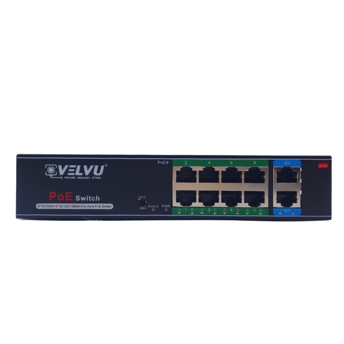 VELVU 8 PORT POE SWITCH WITH 2 GIGA UP-LINK ST-POE-3108-G2