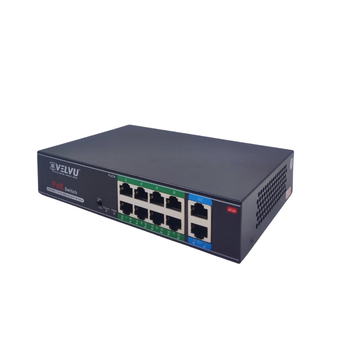 VELVU 8 PORT POE SWITCH WITH 2 GIGA UP-LINK ST-POE-3108-G2