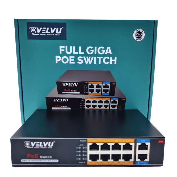 VELVU 8 PORT FULL GIGA POE SWITCH WITH 2 UP-LINK ST-POE-5108-G2