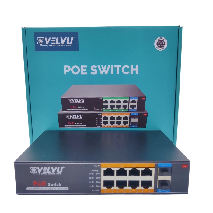 VELVU 8 PORT FULL GIGA POE SWITCH WITH 2 SFP ST-POE-5108-S2