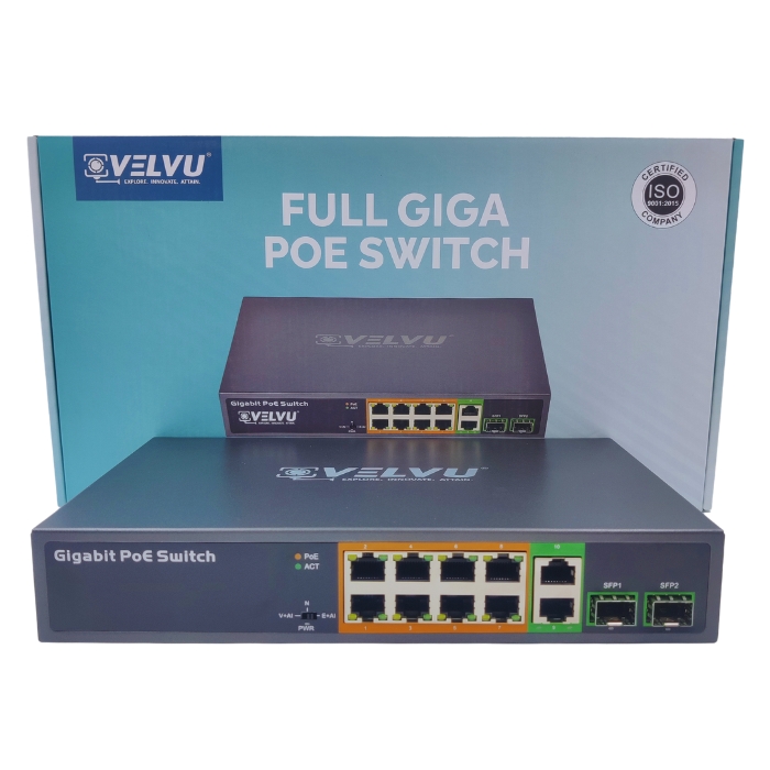 VELVU 8 PORT GIGA POE SWITCH WITH 2 UP-LINK AND 2 SFP ST-POE-5108-G2-S2