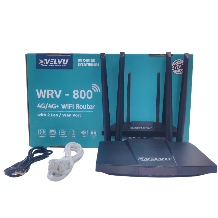 Velvu 5G SIM Support WIFI Router with 2 LAN  Wan Ports and 4 Antennas WRV-800